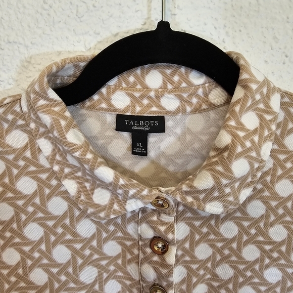 Talbots XL Cotton Modal Blend Stretchy  Geometric Pattern 3/4 Sleeve Blouse Top - Picture 3 of 7